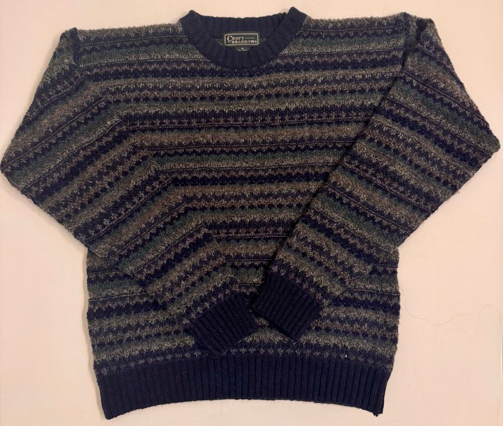 Y2K 90s Croft & Barrow Wool Blend Patterned Crewneck Sweater Size M Women